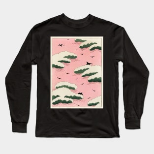 Pink Sky Illustration Design Long Sleeve T-Shirt